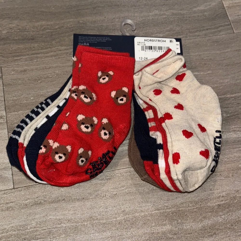 Capelli 10 Pairs Sock Set- Bears, Stripes, Brown, Navy & Red